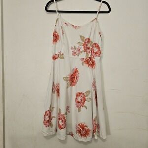 Old Navy Women's Medium A-Line Dress Floral White Pink Spaghetti Strap
